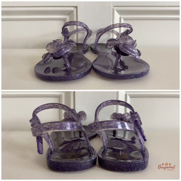 Authentic CHANEL Purple CC Glitter Camelia Jelly Strap Flip Flops Flat Sandals 5 - Picture 6 of 13